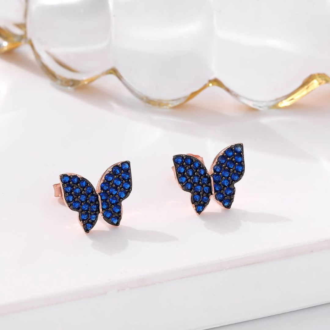 Golden Blue Butterwing Earring